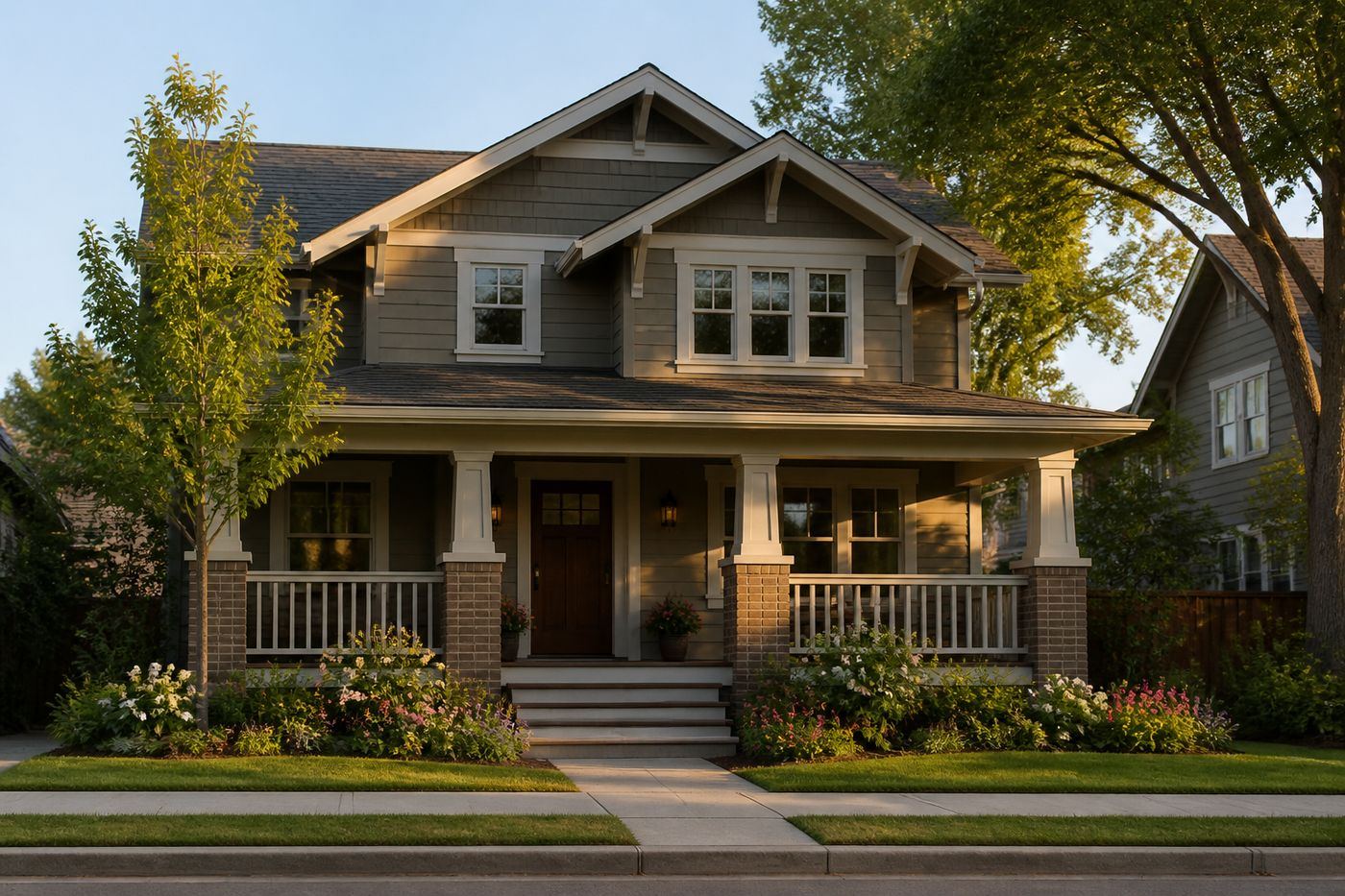 Family home with a craftsman-style porch